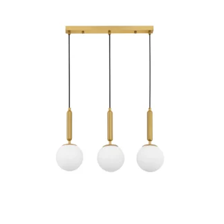 Lampa wisząca Veliana z trzema kulistymi kloszami na listwie