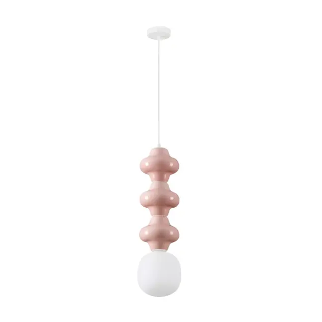 Lampa wisząca Colorella 3 w różowym kolorze z dekoracyjnym szkłem
