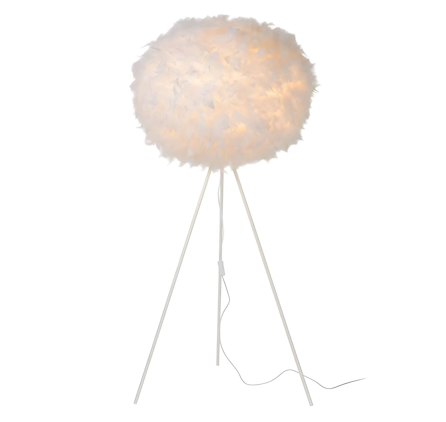 Biała lampa podłogowa w stylu skandynawskim z piór Goosy