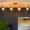 Lampa Bjorn 4 ze szklanymi kloszami i złotą listwą – idealna do sypialni