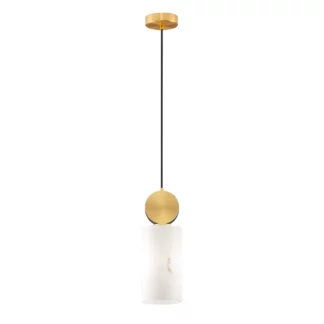 Lampa wisząca Lunalith w kolorze złotym z kloszem z marmurowego szkła