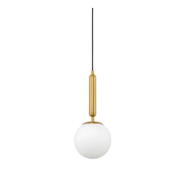 Wisząca lampa Veliana w złotym wykończeniu z szklaną kulą