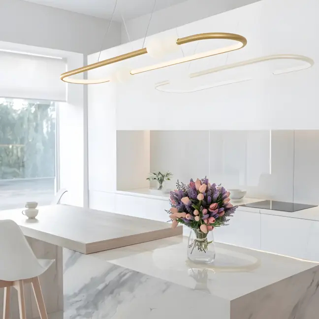 Lampa wisząca LED Xalume 45W w złotym kolorze sterowana pilotem – idealna nad wyspę kuchenną