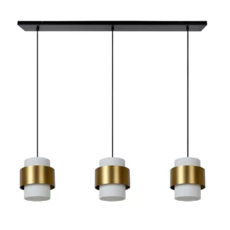 Lampa sufitowa Firmin 3 w złotym kolorze z białymi kloszami – idealna nad wyspę kuchenną