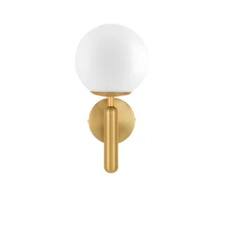 Veliana – elegancki kinkiet w złotym kolorze ze szklaną kulą