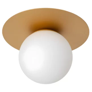 Plafon Tricia w złotym wykończeniu ze szklaną kulą – ozdobna oprawa sufitowa