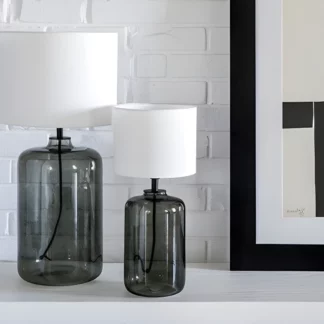 Lampa stołowa Ystad - kolor biały, transparentny, Szary - L050102414