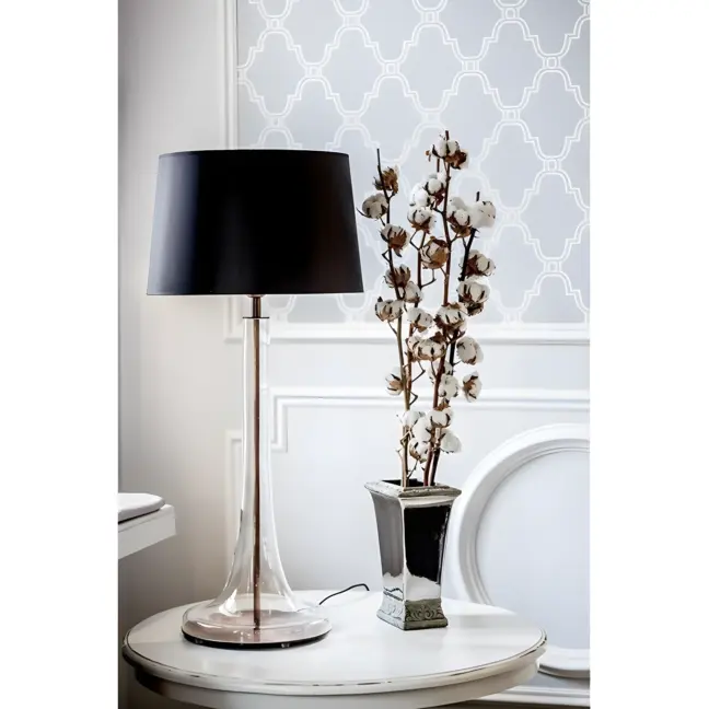 Lampa stołowa Lozanna - kolor połysk, transparentny, Czarny - L214018255