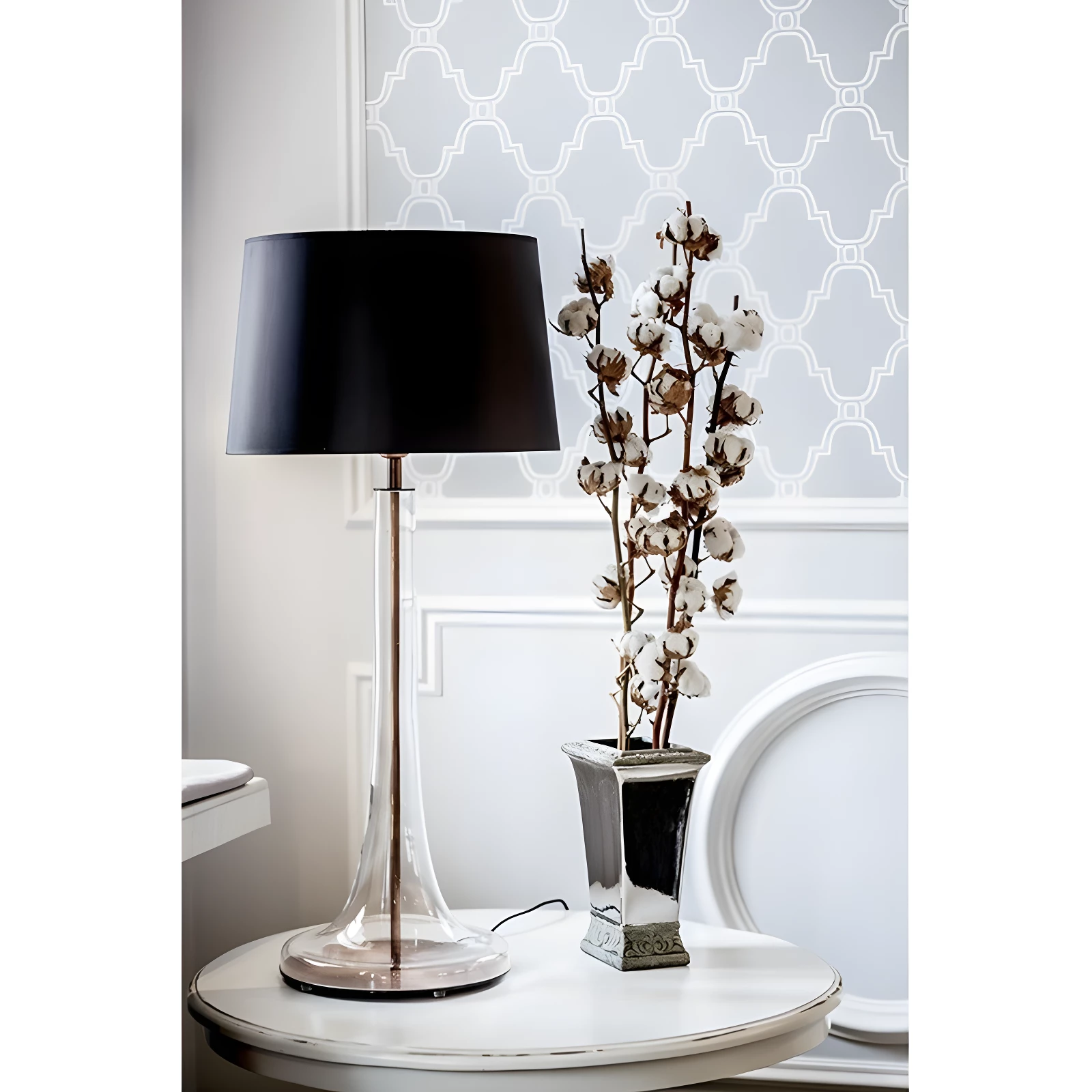 Lampa stołowa Lozanna - kolor połysk, transparentny, Czarny - L214018255