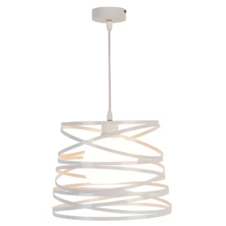 Biała lampa wisząca Akita do jasnego salonu