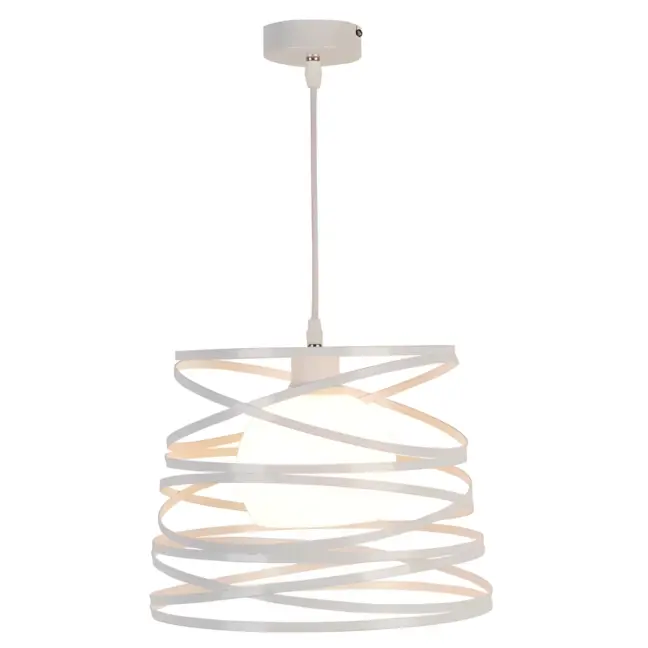 Biała lampa wisząca Akita do jasnego salonu