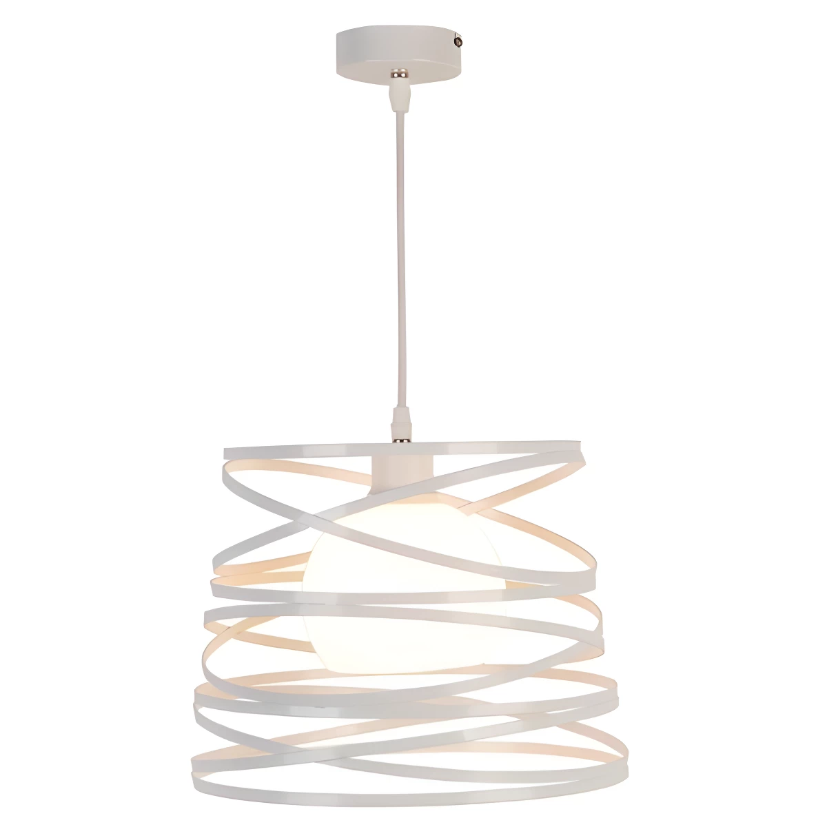 Biała lampa wisząca Akita do jasnego salonu