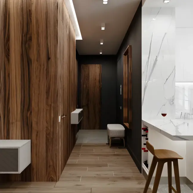 Biała lampa sufitowa Lyon - spot prostokątny - korytarz