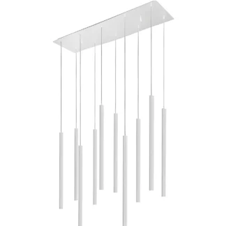 Biała lampa wisząca Laser - białe rurki do salonu