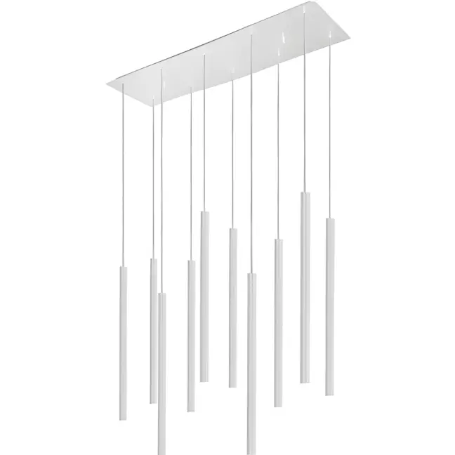Biała lampa wisząca Laser - białe rurki do salonu