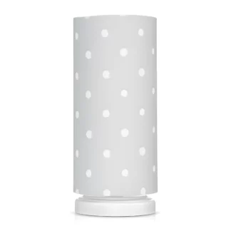 Szara lampka nocna Lovely Dots Grey - abażur w białe kropki