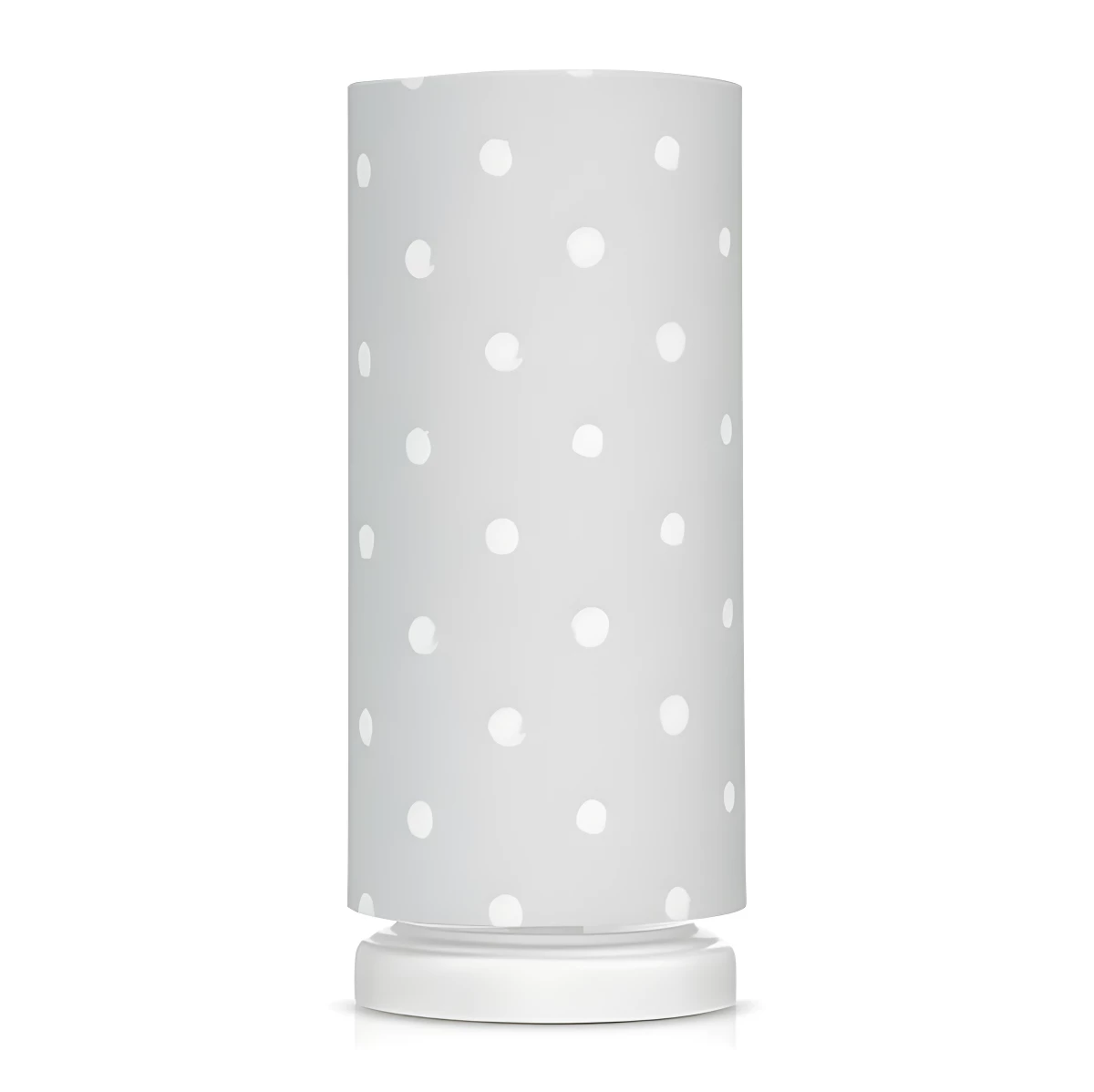Szara lampka nocna Lovely Dots Grey - abażur w białe kropki