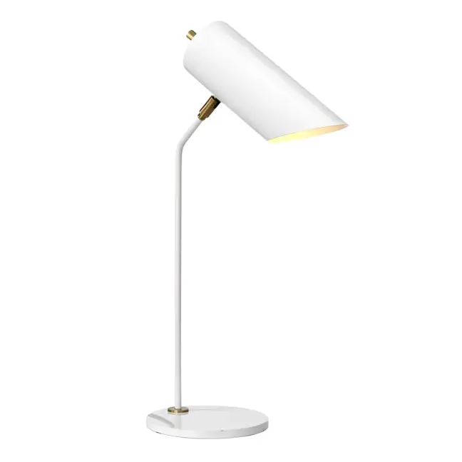 Nowoczesna lampa biurkowa Quinto - biała, złote elementy