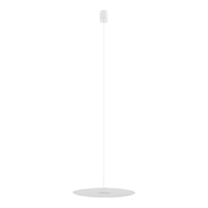 Wisząca lampa Simone w białym kolorze z płaskim kloszem