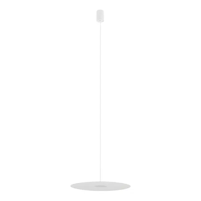 Wisząca biała lampa Simone z płaskim kloszem
