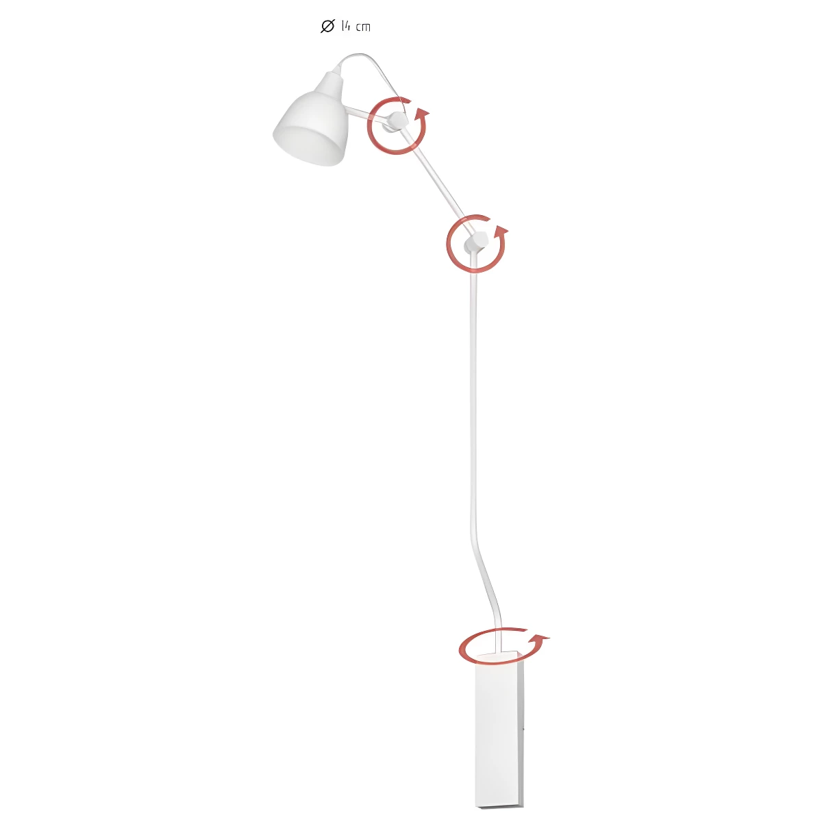 Nowoczesna lampa ścienna Aida - biały klosz na wysięgniku