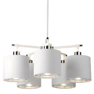 Biały żyrandol Modern - 5 kloszy - nowoczesny salon