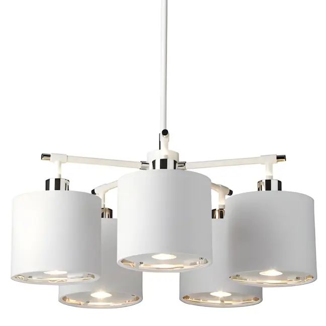 Biały żyrandol Modern - 5 kloszy - nowoczesny salon