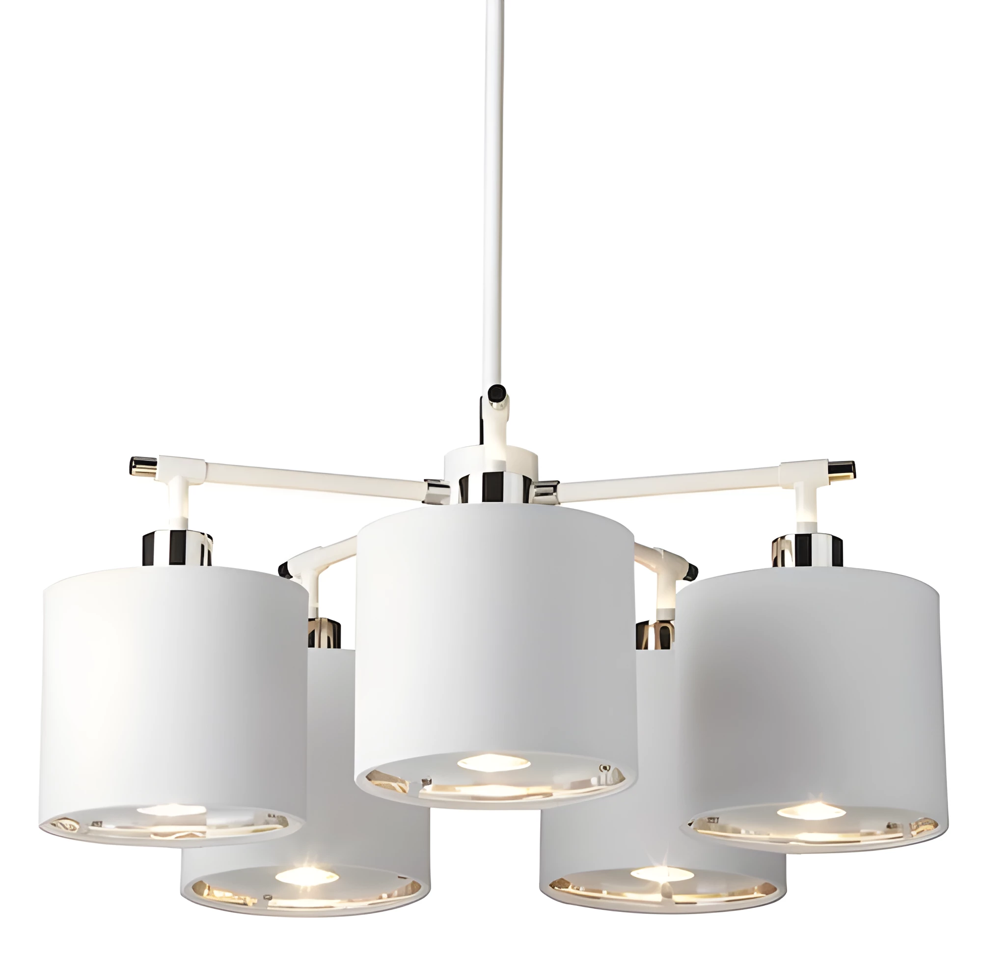 Biały żyrandol Modern - 5 kloszy - nowoczesny salon