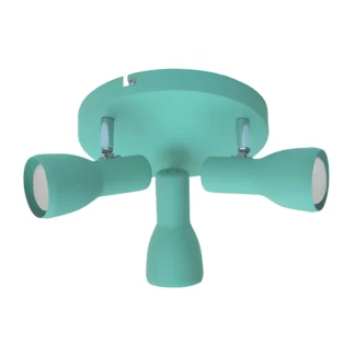 Miętowa lampa sufitowa Picardo - 3 klosze, okrągła