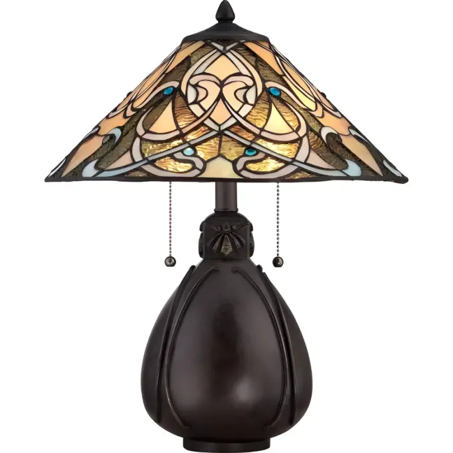 Lampa stołowa Indiana - kolor beżowy, brązowy - QZ/INDIA/TL
