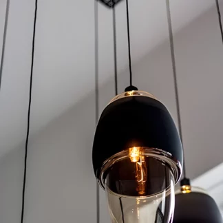 Czarna lampa wisząca Ariel Long - ozdobna do salonu nad stół