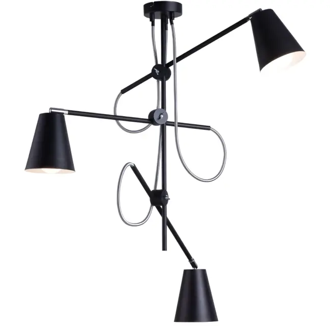 Czarna lampa wisząca Arte - regulowane klosze