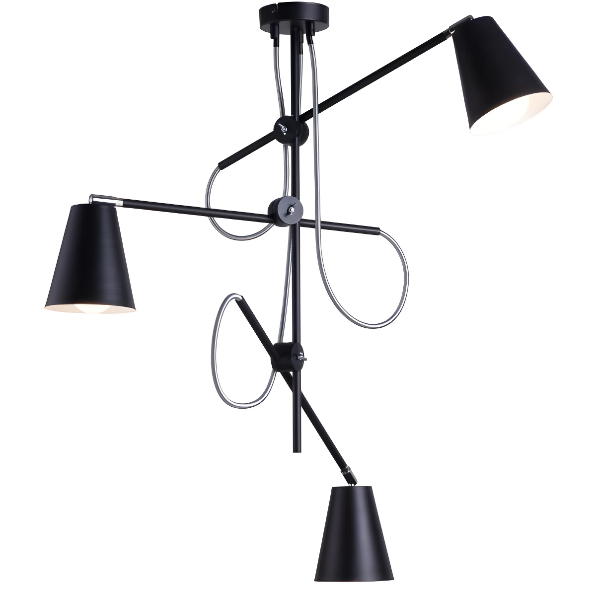 Czarna lampa wisząca Arte - regulowane klosze