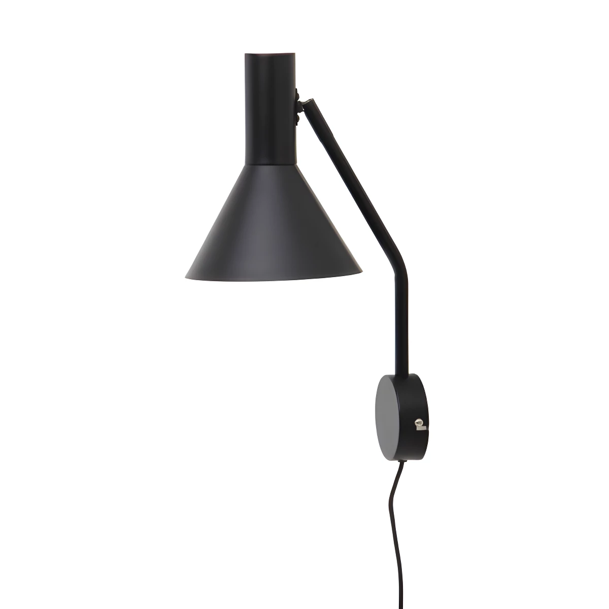 Czarny kinkiet z kablem i wyłącznikiem Lyss - do sypialni