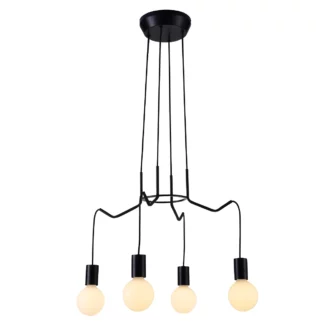 Loftowa lampa wisząca Basso - czarna - 4 żarówki