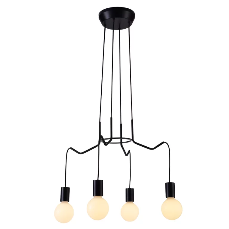 Loftowa lampa wisząca Basso - czarna - 4 żarówki