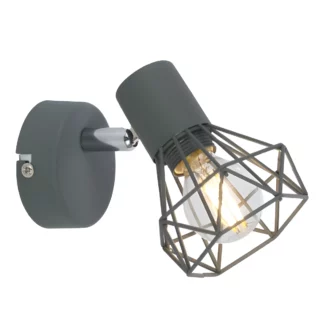 Szary kinkiet Verve - druciany reflektor do sypialni