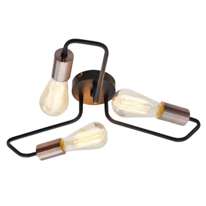 Czarna lampa sufitowa Harpe - metalowa loft 3 żarówki