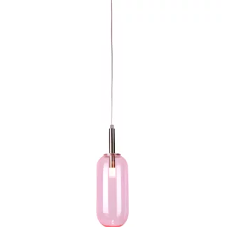 Różowa lampa wisząca Fiuggi ze szkła do sypialni i salonu