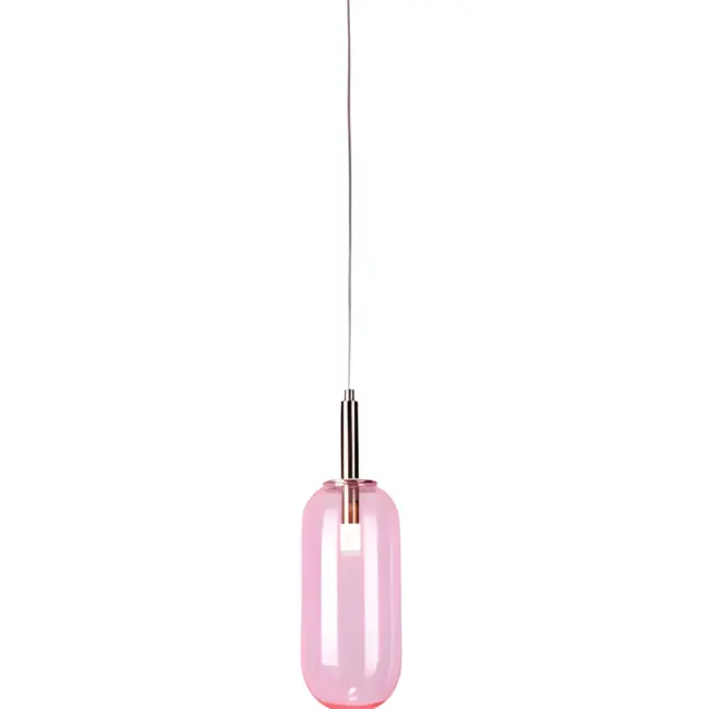 Różowa lampa wisząca Fiuggi ze szkła do sypialni i salonu