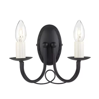 Czarny podwójny klasyczny kinkiet Rossi - salon i sypialnia