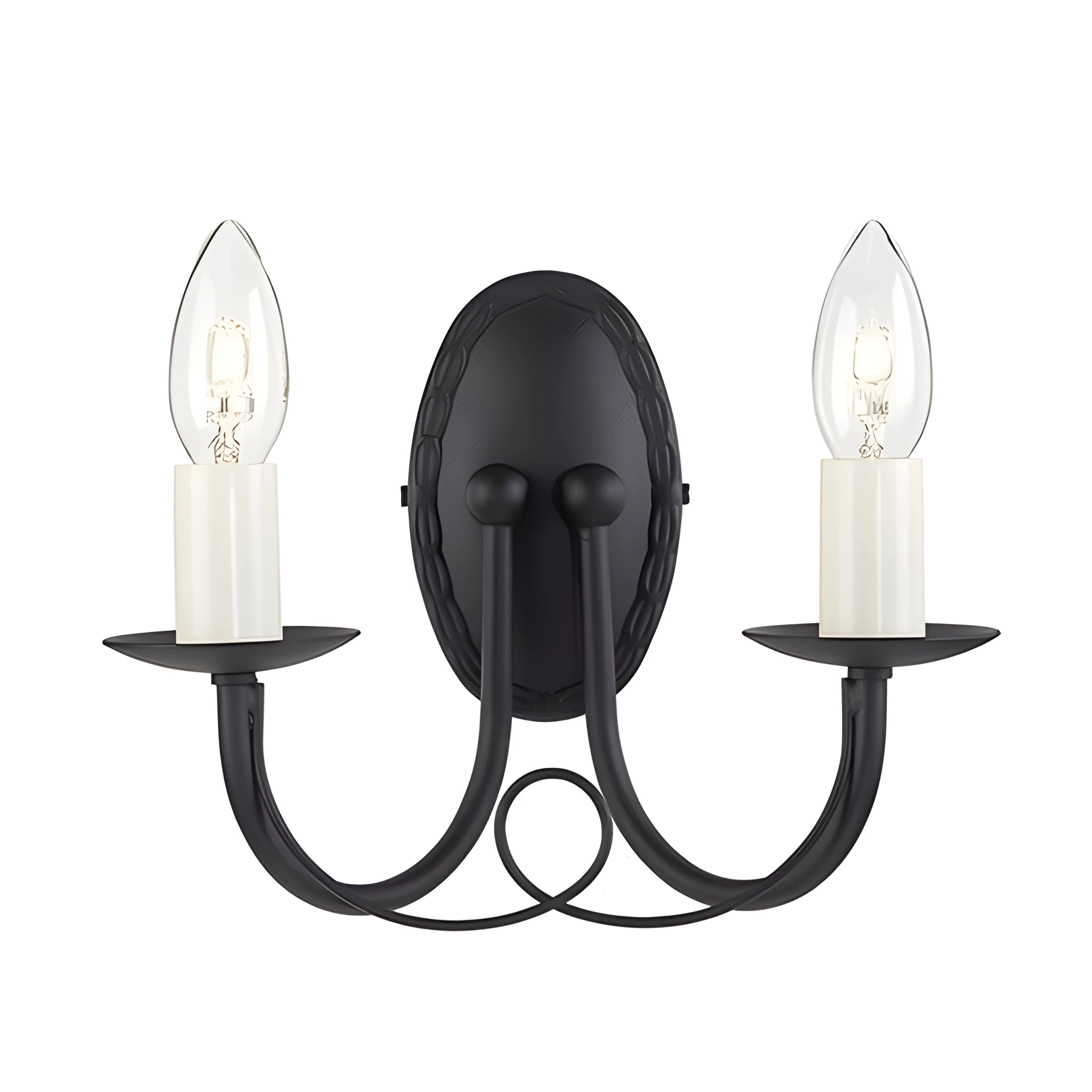 Czarny podwójny klasyczny kinkiet Rossi - salon i sypialnia