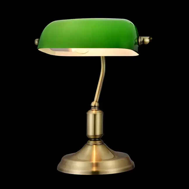 Stylowa lampa biurkowa Kiwi - Maytoni - zielony klosz, złota podstawa
