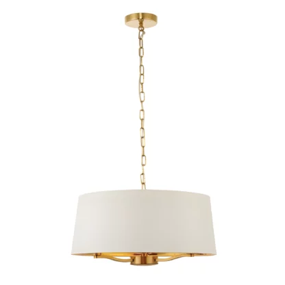 Klasyczna złota lampa wisząca Harvey z abażurem do salonu