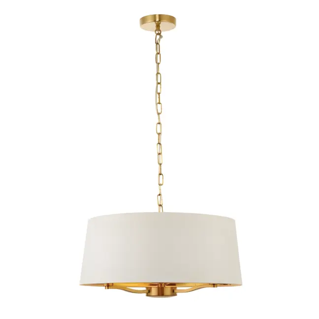 Klasyczna złota lampa wisząca Harvey z abażurem do salonu
