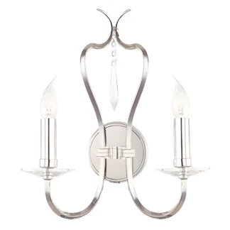 Klasyczny kinkiet Gemma - Ardant Decor - srebrny z dwoma ramionami