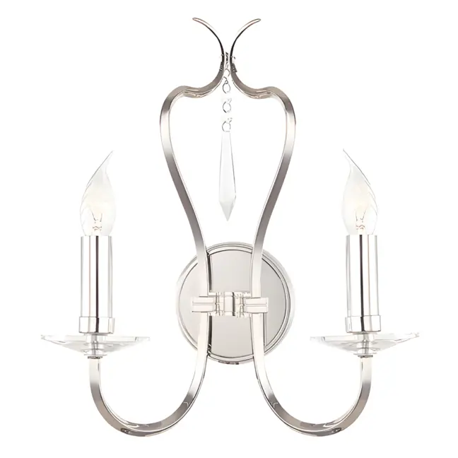 Klasyczny kinkiet Gemma - Ardant Decor - srebrny z dwoma ramionami