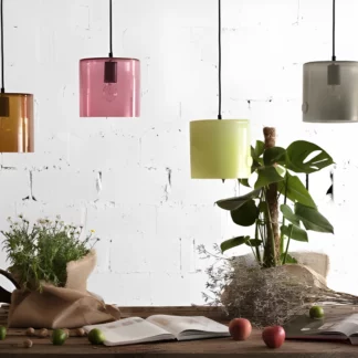 Lampa wisząca Neo - kolor różowy, transparentny - LGH0422