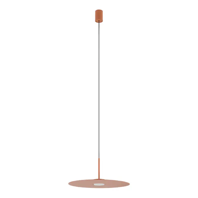 Wisząca lampa Simone w kolorze terakoty – płaski model idealny nad stół