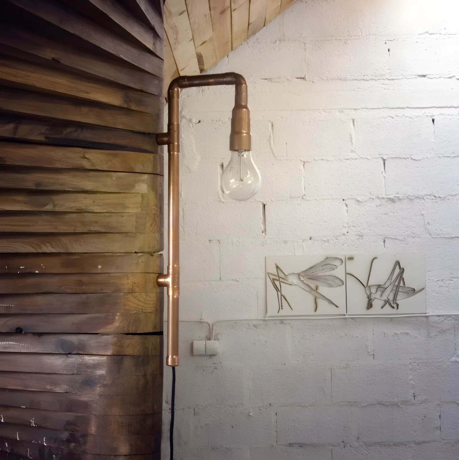 Lampa ścienna Wand - z miedzianych rurek